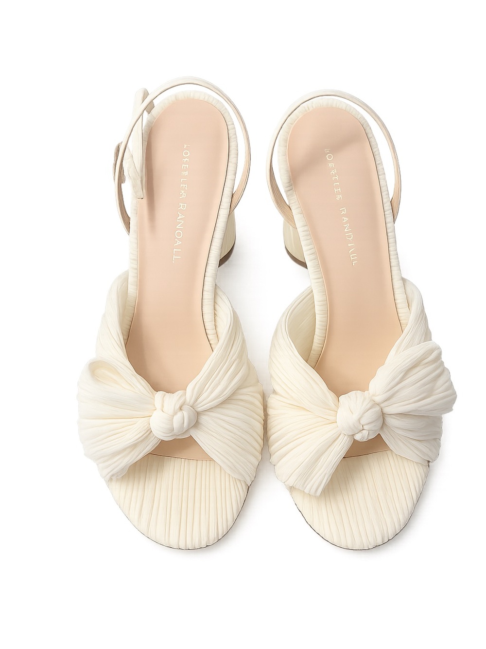 Loeffler Randall Ivory Knotted Pleat Slingback Sandals